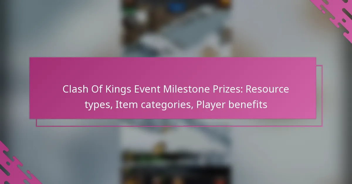 Clash Of Kings Event Milestone Prizes: Resource types, Item categories, Player benefits