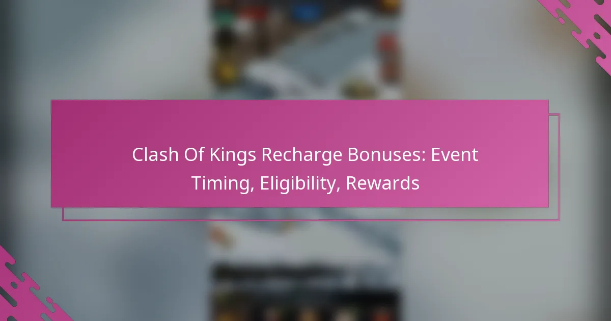Clash Of Kings Recharge Bonuses: Event Timing, Eligibility, Rewards