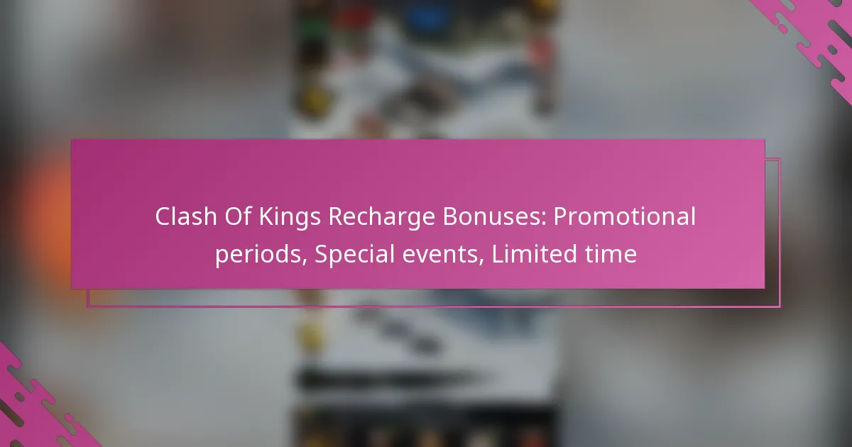 Clash Of Kings Recharge Bonuses: Promotional periods, Special events, Limited time