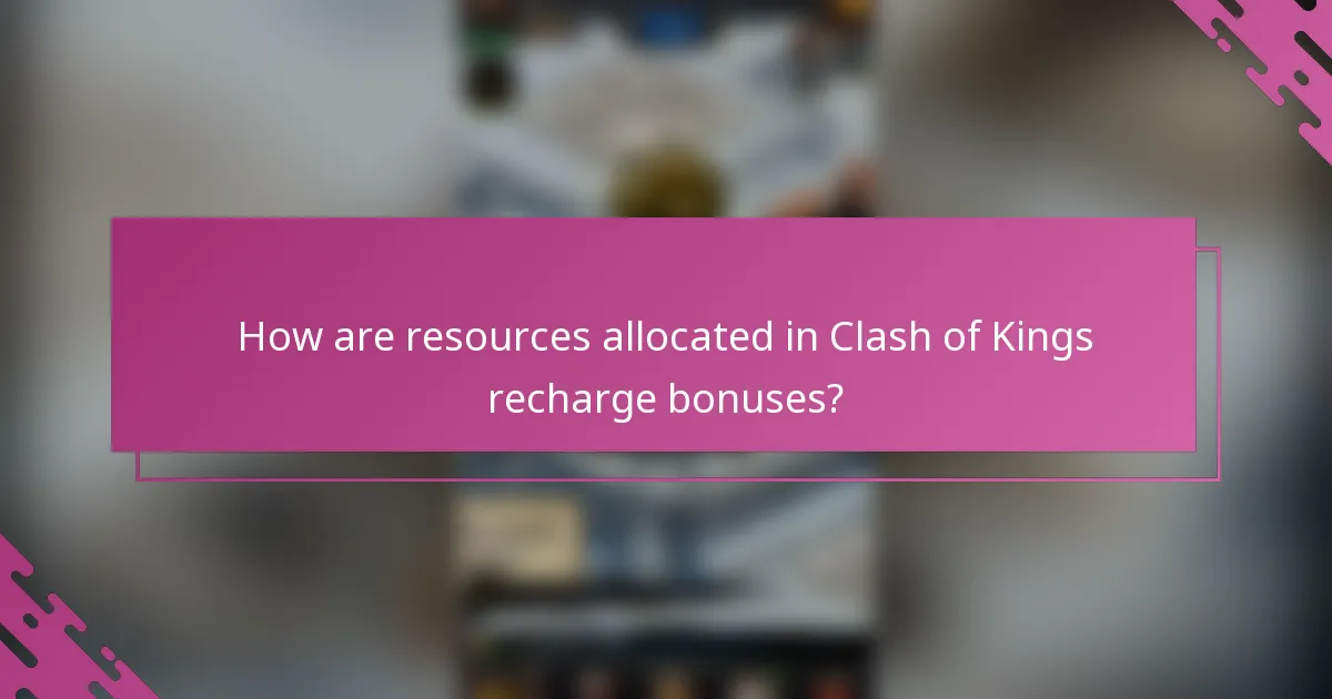 How are resources allocated in Clash of Kings recharge bonuses?