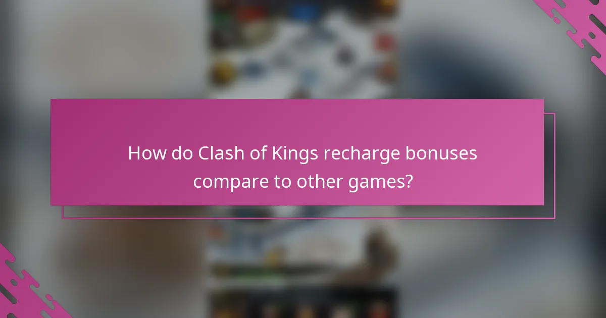 How do Clash of Kings recharge bonuses compare to other games?